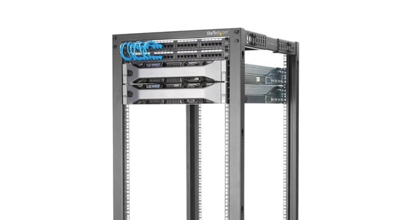 Startech.com Rack 42u Móvil de Marco Abierto de 4 Postes para Servidores - Rack de 19 Pulgadas - Ruedas o Patas Niveladoras - Acero, Acero Laminado en Frío - 600kg Capacidad de Peso Estático