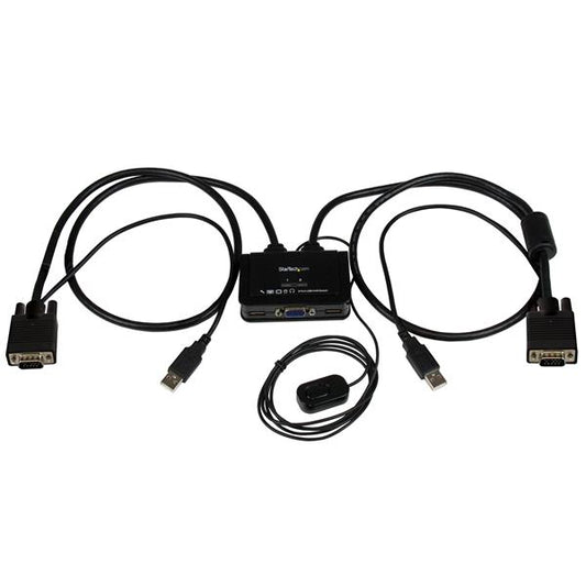 Startech.com Switch Conmutador Kvm de Cable con 2 Puertos VGA USB Alimentado Por USB con Interruptor Remoto - 2 Computador(es) - 1 Usuarios Locales - 2048 X 1536 - 2 X USB - 1 X VGA