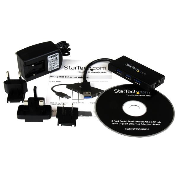 Hub USB 3.0 StarTech.com ST3300GU3B | 5 Gbps, 3 Puertos USB, Adaptador Ethernet Gigabit