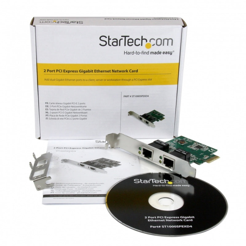 Startech.com Adaptador Tarjeta de Red Nic Pci Express PCI-E de 2 Puertos Gigabit Ethernet Rj45 - Pci Express X1 - 1.95gbit/s Data Transfer Rate - 2 Puerto(s) - 2 - Par Trenzado