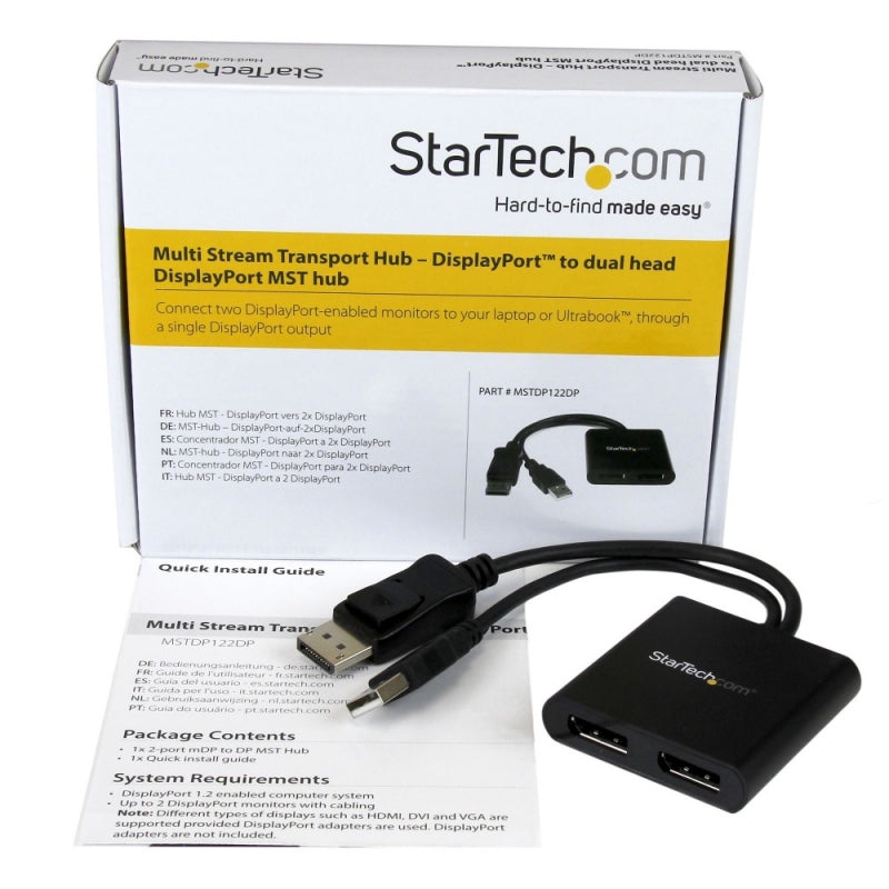Hub StarTech.com MSTDP122DP | 2 Puertos DisplayPort 1.2, Resolución 4K a 30Hz