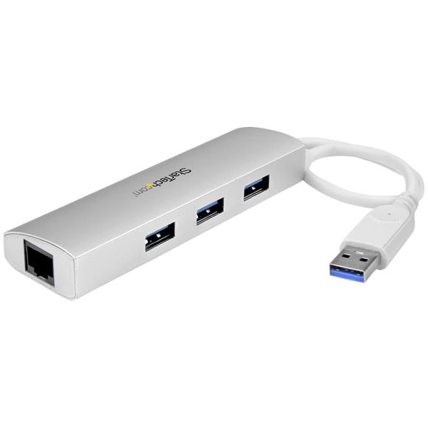 Startech.com Hub USB 3.0 de 3 Puertos - Adaptador de Red Ethernet - Alimentado Por el Bus - 5gbps - Hub USB Portátil - 3 Total USB Port(s) - 3 USB 3.0 Port(s)1 Puerto(s) de Red (rj-45) - Pc, Mac,