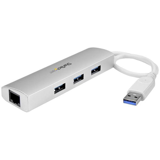 Startech.com Hub USB 3.0 de 3 Puertos - Adaptador de Red Ethernet - Alimentado Por el Bus - 5gbps - Hub USB Portátil - 3 Total USB Port(s) - 3 USB 3.0 Port(s)1 Puerto(s) de Red (rj-45) - Pc, Mac,