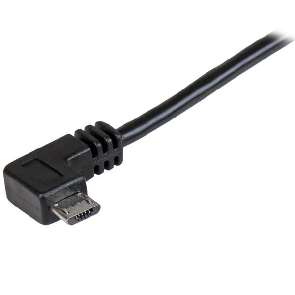 Startech.com Cable de 2m Micro USB con Conector Acodado a la Derecha - Cable de Carga y Sincronización - Cable For Teléfono, Tableta - 480mbit/s - Níquel Conector Chapado - 24/30 Awg - Negro