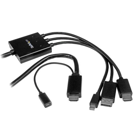 Startech.com Cable Convertidor Hdmi, Displayport o Mini Displayport a HDMI de 2m - Adaptador Dp y Mini Dp - Negro