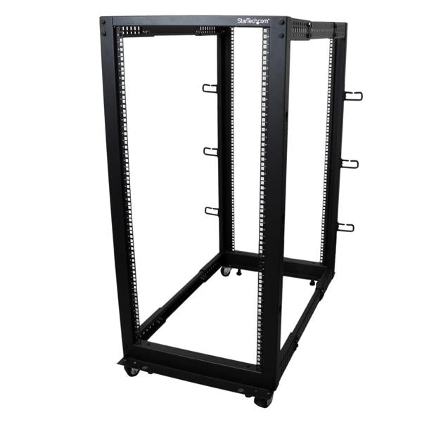 Startech.com Rack 25u Móvil de Marco Abierto de 4 Postes para Servidores - Rack de 19 Pulgadas - Ruedas o Patas Niveladoras - Acero, Acero Laminado en Frío - 544.30kg Capacidad de Peso Estático
