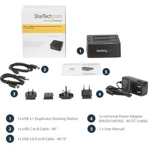 Duplicador Clonador StarTech.com SDOCK2U313R | USB 3.1, 2 Bahías SATA III