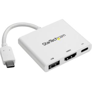 Startech.com Adaptador Multifunción USB-C a HDMI 4k - Docking Station con Entrega de Potencia y Puerto USB-A - Blanco - HDMI