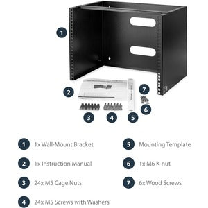 Startech.com Bracket de Montaje en Pared para Equipo de Rack 8u de 13.75 Pulgadas de Profundidad - Acero - 36.38kg Capacidad Máxima de Peso