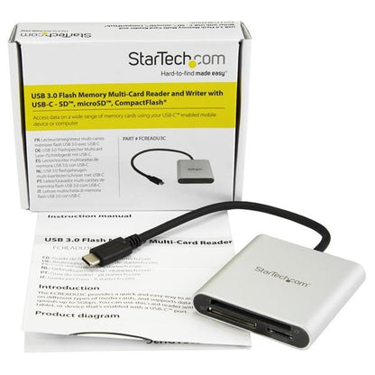 Startech.com Lector Grabador USB 3.0 de Tarjetas de Memoria Sd, Micro Sd, Compactflash - Adaptador USB-C a Tarjetas Flash - Data_n_a