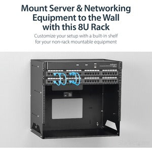Startech.com Rack de Servidores Abierto de 8u de Pared - 2 Postes - Estante Integrado - Profundidad Ajustable - para Equipo de Av - Acero - 34.02kg Capacidad Máxima de Peso