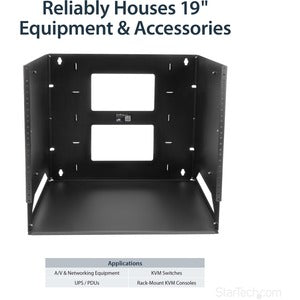 Startech.com Rack de Servidores Abierto de 8u de Pared - 2 Postes - Estante Integrado - Profundidad Ajustable - para Equipo de Av - Acero - 34.02kg Capacidad Máxima de Peso