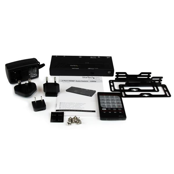Startech.com Switch HDMI de 2 Puertos con Switch Automático y Prioritario - 1080p - 1920 X 1200 - Full HD - 2 Dispositivo de Entrada - 1 Pantalla - Pantalla, Reproductor de Disco Blu-ray, Caja