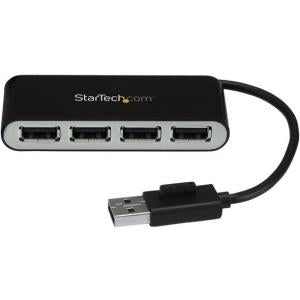 Startech.com Concentrador USB 2.0 de 4 Puertos con Cable Integrado - Hub Portátil USB 2.0 - 4 Total USB Port(s) - 4 USB 2.0 Port(s) - Pc, Mac, Linux