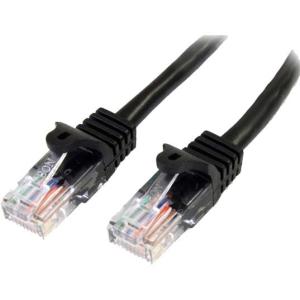 Startech.com Cable de Red de 0.5m Negro Cat5e Ethernet Rj45 Sin Enganches - Cable For Dispositivo de Red, Conmutador, Hub, Workstation, Panel de Conexión - Cable de Conexión - Oro Conector Chapado -
