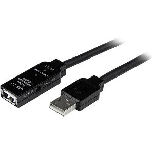 Startech.com Cable 10m Extensión Alargador USB 2.0 Activo Amplificado - Macho a Hembra USB a - Negro - Cable For Enchufe de Pared, Adaptador de Alimentación - 480mbit/s - Cable de Extensión -