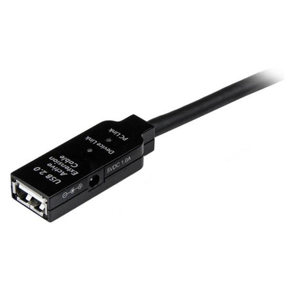 Startech.com Cable 10m Extensión Alargador USB 2.0 Activo Amplificado - Macho a Hembra USB a - Negro - Cable For Enchufe de Pared, Adaptador de Alimentación - 480mbit/s - Cable de Extensión -