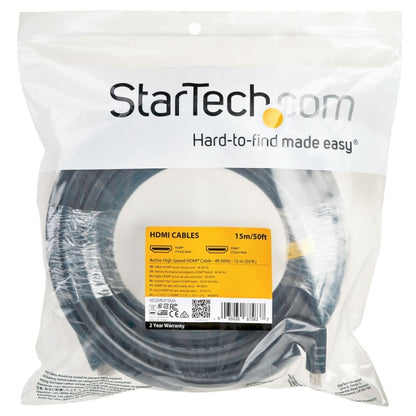 Startech.com Cable de 15 Metros HDMI con Ethernet de Alta Velocidad Activo 4k - Cable HDMI Cl2 para Instalación en Pared - Cable For Tv, Sistema de Teatro en Casa, Amplificador, Dispositivo de