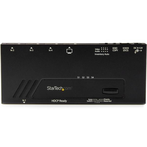 Startech.com Switch Conmutador Automático HDMI de 4 Puertos - Selección Rápida 4k - 3840 × 2160 - 4k - 4 Dispositivo de Entrada - 1 Pantalla - Pantalla, Proyector, Computador, Caja Set-top, Consola