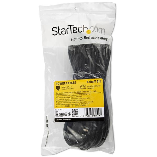 Cable de Alimentación StarTech.com PXTF10115 | 4.5m, Nema 5-15P a C13, 10A 125V