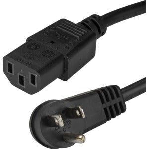 Startech.com Cable de 4.5m de Alimentación Acodado Nema 5-15P a C13 - Cable de Corriente para Computadora - para Monitor, Impresora, Computador - Nema 5-15P / Iec 60320 C13 - 125 V Ac / 10a - Negro -