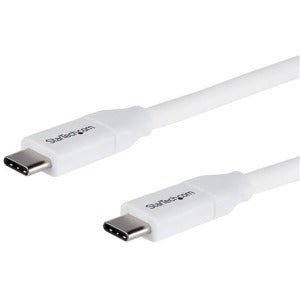 Startech.com Cable de 2m USB-C a USB-C con Capacidad para Entrega de Alimentación de 5a - USB Tipoc - Cable de Carga Usbc - Blanco - Cable For Portátil, Macbook Pro, Macbook, Chromebook, Cargador