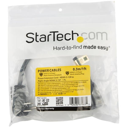 Cable de Extensión de Alimentación StarTech.com PAC101R1 | Acodado 0.3m, 13A 125V