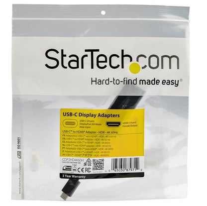 Adaptador USB-C a HDMI StarTech.com CDP2HD4K60H | 4K 60Hz, HDR