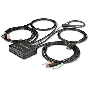 Startech.com Switch Conmutador Kvm de 2 Puertos HDMI con Cables Integrados de 1.2m - USB 4k60hz - Compatible con Audio 3.5MM (sv211hdua4k) - 2 Computador(es) - 1 Usuarios Locales - 3840 X 2160 - 4 X