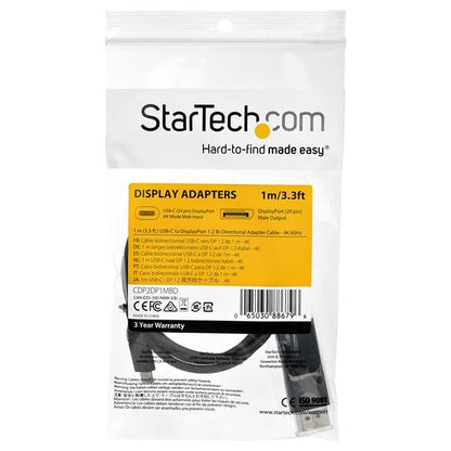 Cable Adaptador StarTech.com USB-C a DisplayPort 1.2 | 4K a 60Hz, Bidireccional 1m