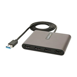 Startech.com Adaptador Conversor USB 3.0 a 4 Puertos HDMI - Tarjeta de Video Externa - Dongle Llave USB-A - 1080p a 60hz - Win - 1920 X 1080 Supported - Gris