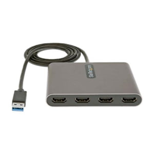 Startech.com Adaptador Conversor USB 3.0 a 4 Puertos HDMI - Tarjeta de Video Externa - Dongle Llave USB-A - 1080p a 60hz - Win - 1920 X 1080 Supported - Gris