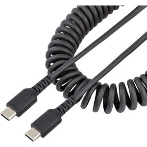 Startech.com Cable de 1m de Carga USB C a USB C, Cable USB Tipo C en Espiral de Carga Rápida y Servicio Pesado, Cable USB 2.0 Usbc Negro - Cable For Dispositivo Móvil, Ipad Pro, Ipad Mini, Smartphone