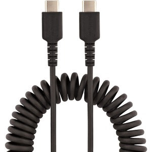 Startech.com Cable de 1m de Carga USB C a USB C, Cable USB Tipo C en Espiral de Carga Rápida y Servicio Pesado, Cable USB 2.0 Usbc Negro - Cable For Dispositivo Móvil, Ipad Pro, Ipad Mini, Smartphone