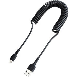 Startech.com Cable de 1m USB a Lightning en Espiral con Certificación Mfi Negro - Cable Lightning en Espiral de Carga para Iphone - Cable For Dispositivo Móvil, Iphone, Ipad Air, Ipad, Ipad Mini,