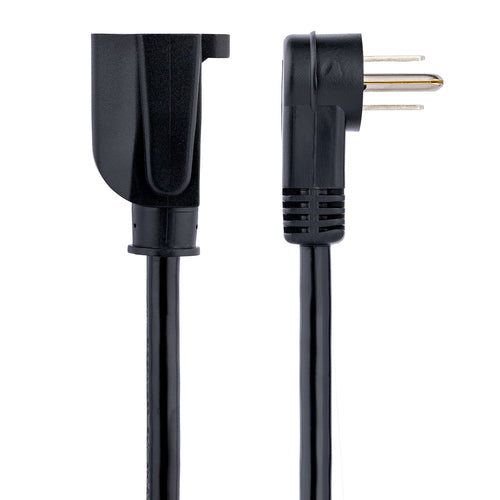 Startech.com Cable 2m (6 Pies) de Extensión de Alimentación, Ángulo Recto Nema 5-15P a Nema 5-15r, 13a 125v, 16awg, Acodado, Alargador - para Workstation, Computadora de Escritorio, Servidor,