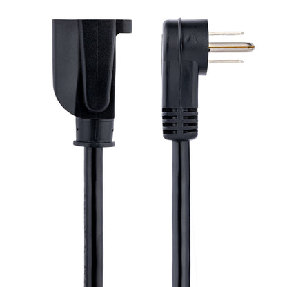 Startech.com Cable 2m (6 Pies) de Extensión de Alimentación, Ángulo Recto Nema 5-15P a Nema 5-15r, 13a 125v, 16awg, Acodado, Alargador - para Workstation, Computadora de Escritorio, Servidor,