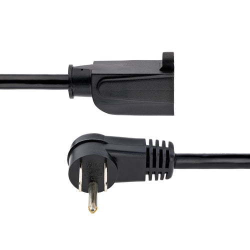 Startech.com Cable 2m (6 Pies) de Extensión de Alimentación, Ángulo Recto Nema 5-15P a Nema 5-15r, 13a 125v, 16awg, Acodado, Alargador - para Workstation, Computadora de Escritorio, Servidor,