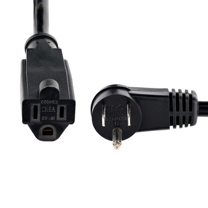 Startech.com Cable 2m (6 Pies) de Extensión de Alimentación, Ángulo Recto Nema 5-15P a Nema 5-15r, 13a 125v, 16awg, Acodado, Alargador - para Workstation, Computadora de Escritorio, Servidor,