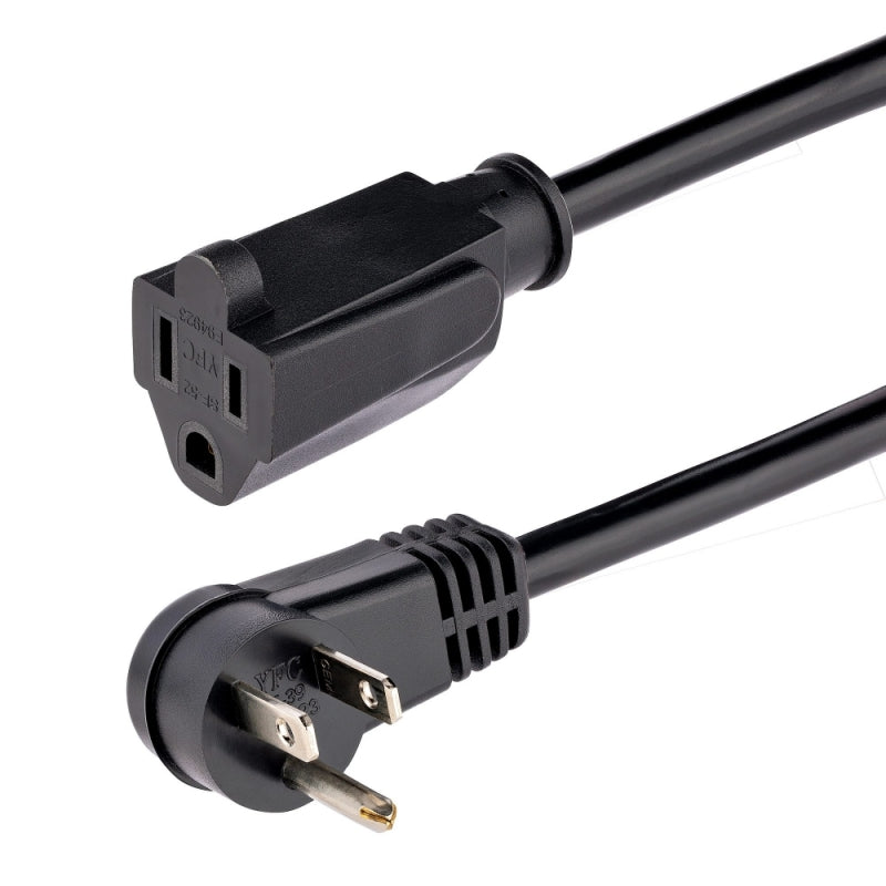 Startech.com Cable 2m (6 Pies) de Extensión de Alimentación, Ángulo Recto Nema 5-15P a Nema 5-15r, 13a 125v, 16awg, Acodado, Alargador - para Workstation, Computadora de Escritorio, Servidor,