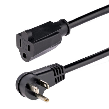 Startech.com Cable 2m (6 Pies) de Extensión de Alimentación, Ángulo Recto Nema 5-15P a Nema 5-15r, 13a 125v, 16awg, Acodado, Alargador - para Workstation, Computadora de Escritorio, Servidor,