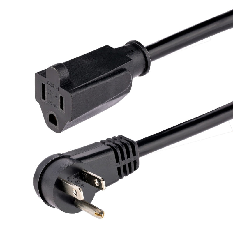 Startech.com Cable 2m (6 Pies) de Extensión de Alimentación, Ángulo Recto Nema 5-15P a Nema 5-15r, 13a 125v, 16awg, Acodado, Alargador - para Workstation, Computadora de Escritorio, Servidor,