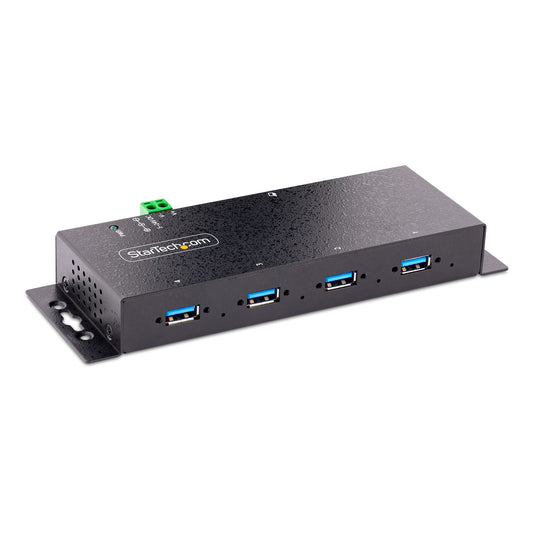 Startech.com Concentrador USB - USB 3.2 (gen 1) Tipo B - Montable en Pared/escritorio/riel Din - Negro - 4 Total USB Port(s) - Pc