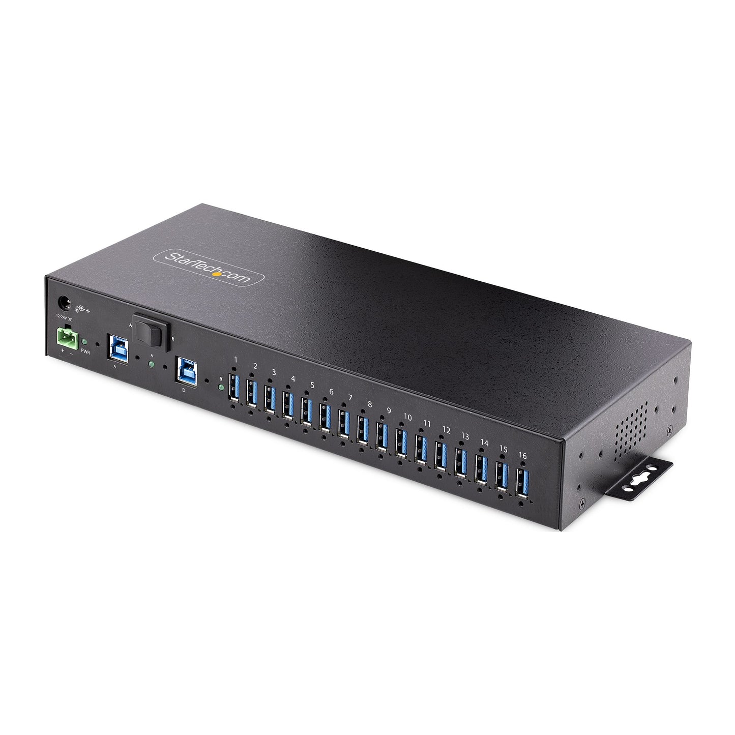 Startech.com Hub USB 3.0 16 Puertos Industrial - Montaje en Rack/superficie/din - Carga Compartida 120w - Esd - Bloque de Terminal - 16 Total USB Port(s)