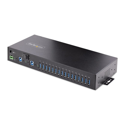 Startech.com Hub USB 3.0 16 Puertos Industrial - Montaje en Rack/superficie/din - Carga Compartida 120w - Esd - Bloque de Terminal - 16 Total USB Port(s)