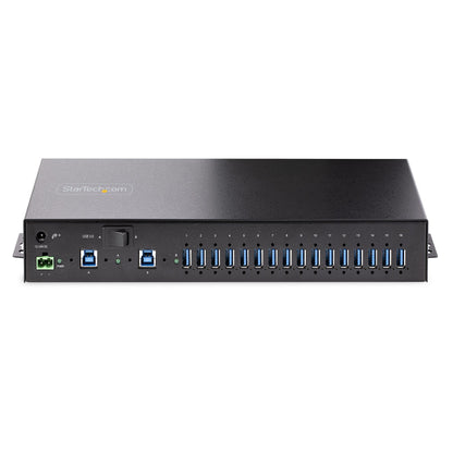 Startech.com Hub USB 3.0 16 Puertos Industrial - Montaje en Rack/superficie/din - Carga Compartida 120w - Esd - Bloque de Terminal - 16 Total USB Port(s)
