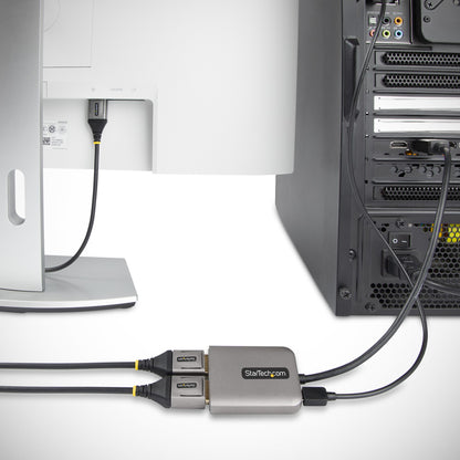 Startech.com Hub Mst de 2 Puertos Displayport 1.4 - Divisor Splitter Dp para 2 Monitores - Adaptador Dp a 2x Dp 5k 60hz - Solo Windows - 3840 × 2160 - Displayport - USB