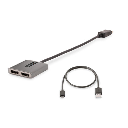 Startech.com Hub Mst de 2 Puertos Displayport 1.4 - Divisor Splitter Dp para 2 Monitores - Adaptador Dp a 2x Dp 5k 60hz - Solo Windows - 3840 × 2160 - Displayport - USB