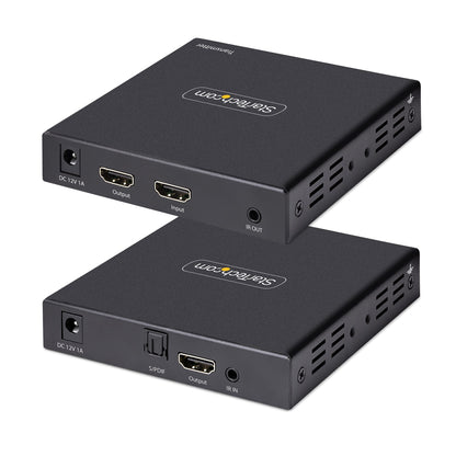 Startech.com Extensor de Video HDMI 4k Por Cable Cat5/cat6 Ethernet - 4k 60hz Hdr - 70m - S/pdif - Juego Transmisor y Receptor - 2 X Red (rj-45) - 3 X HDMI - 70.10m Alcance Extendido - Metálico