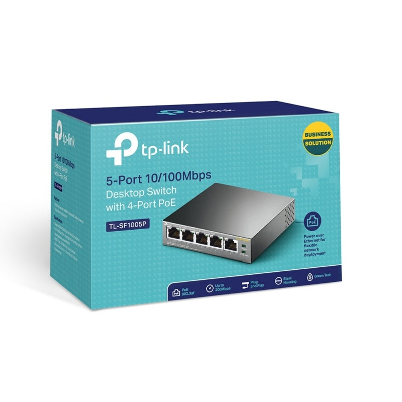 TP-LINK Switch de Escritorio de 5 Puertos a 10/100 Mbps con Poe en 4 Puertos